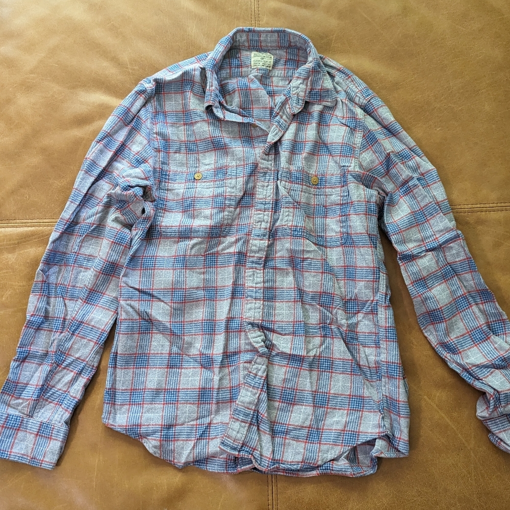 J. Crew Men's Long Sleeve Plaid Flannel Shirt, size Medium